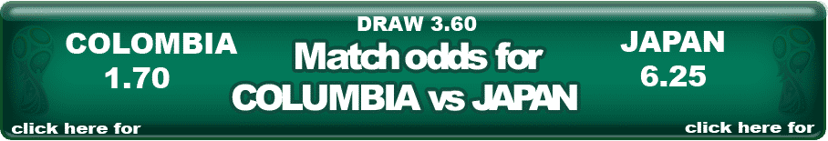 Columbia vs Japan match odds world cup 2018 Russia