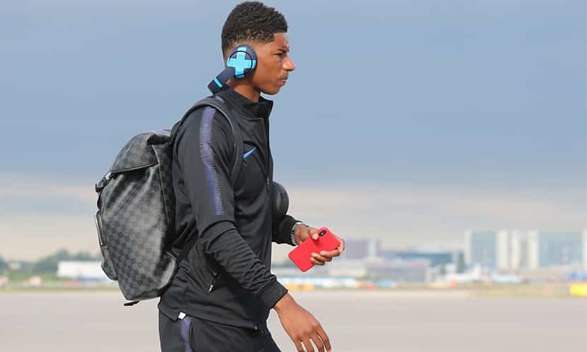 Marcus Rashford arrival in Russia with England national football squad