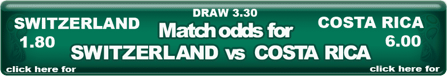 Switzerland vs Costa Rica Match odds Group F World Cup 2018