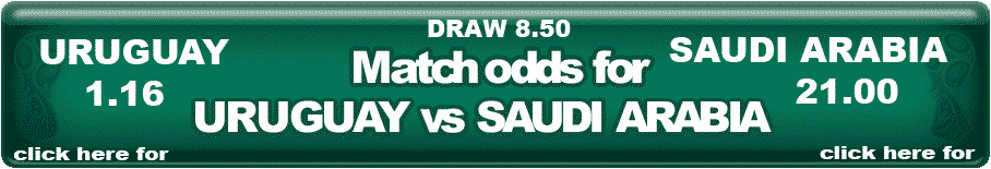 Uruguay Vs Saudi Arabia match odds World Cup 2018 group A match