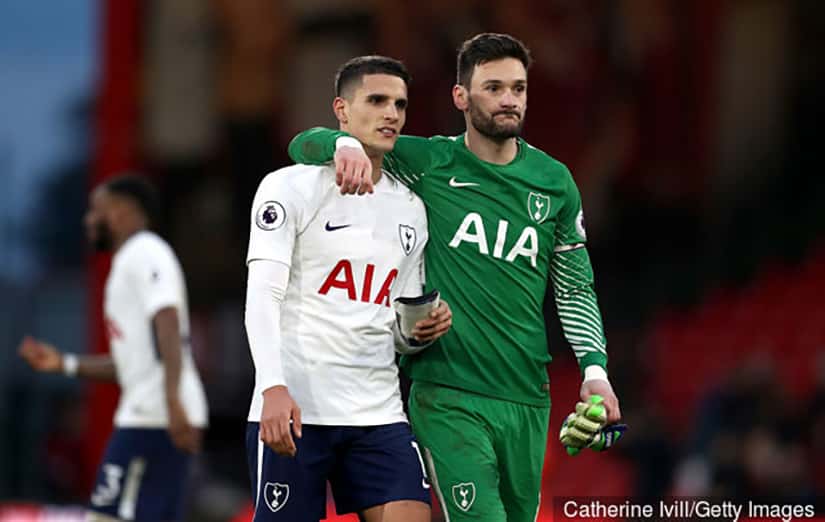 Erik Lamela left and Hugo Lloris right Tottenham