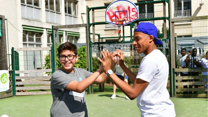 Kids are happy with Kylian Mbappe
