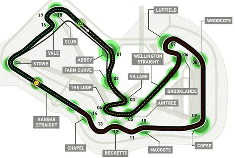 Silverstone Map new DRS zone