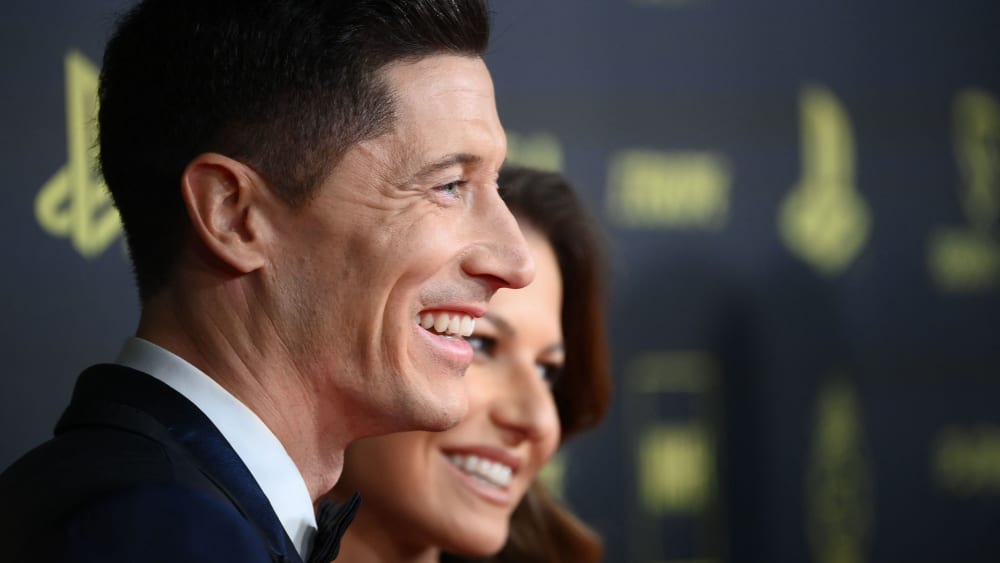 Good mood despite second place: Robert Lewandowski (here with his wife Anna Lewandowska).