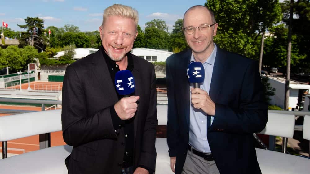 Matthias Stach as TV commentator, here with Boris Becker.