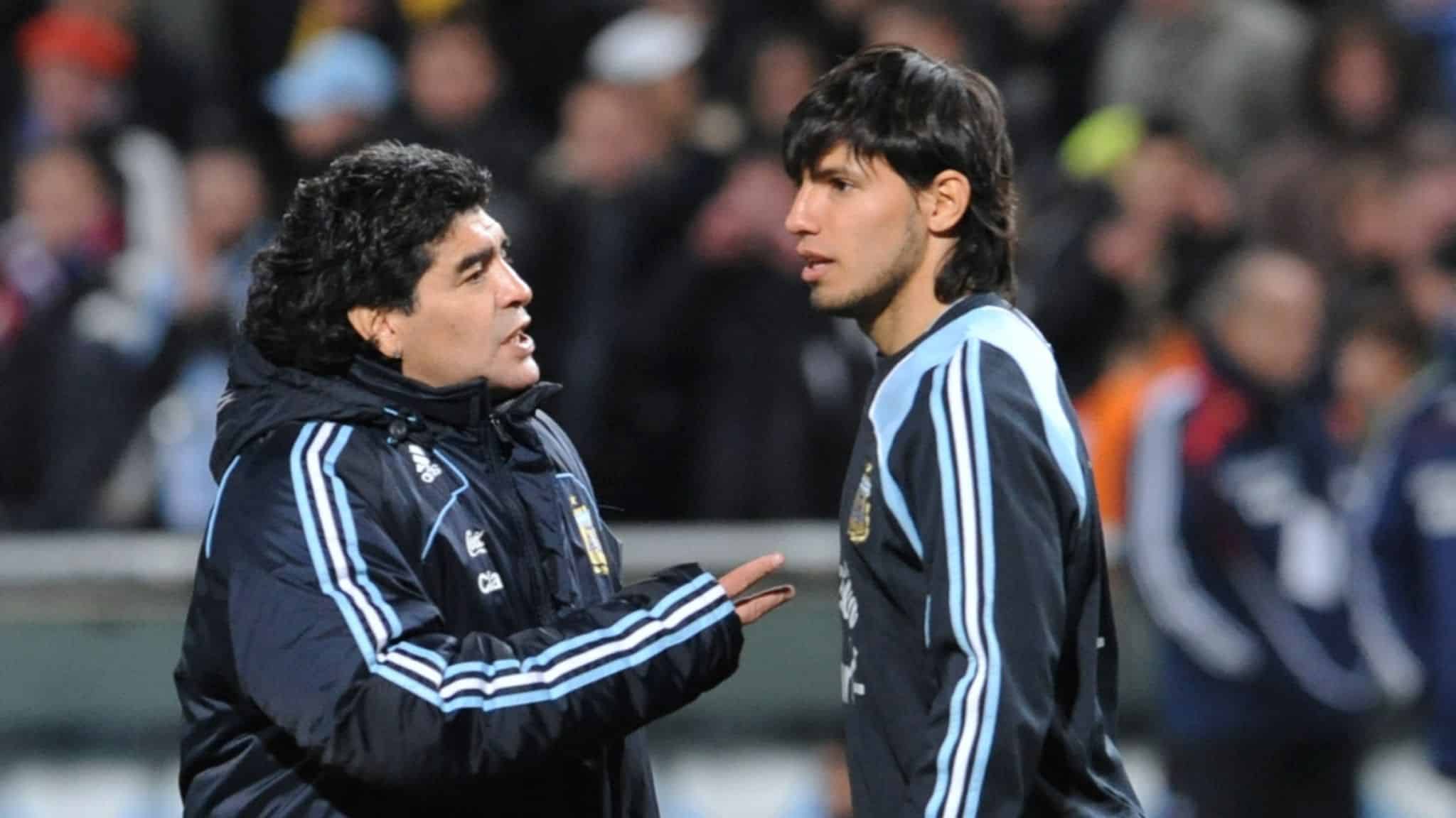 Diego Maradona and Sergio Aguero.
