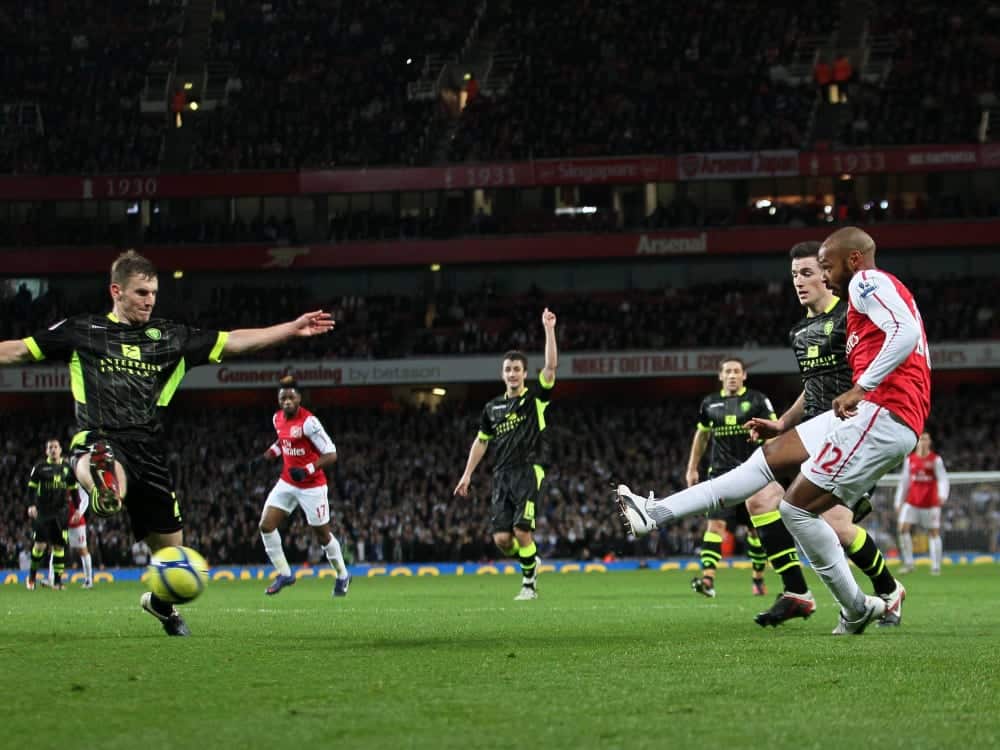 Thierry Henry scores against Leeds.