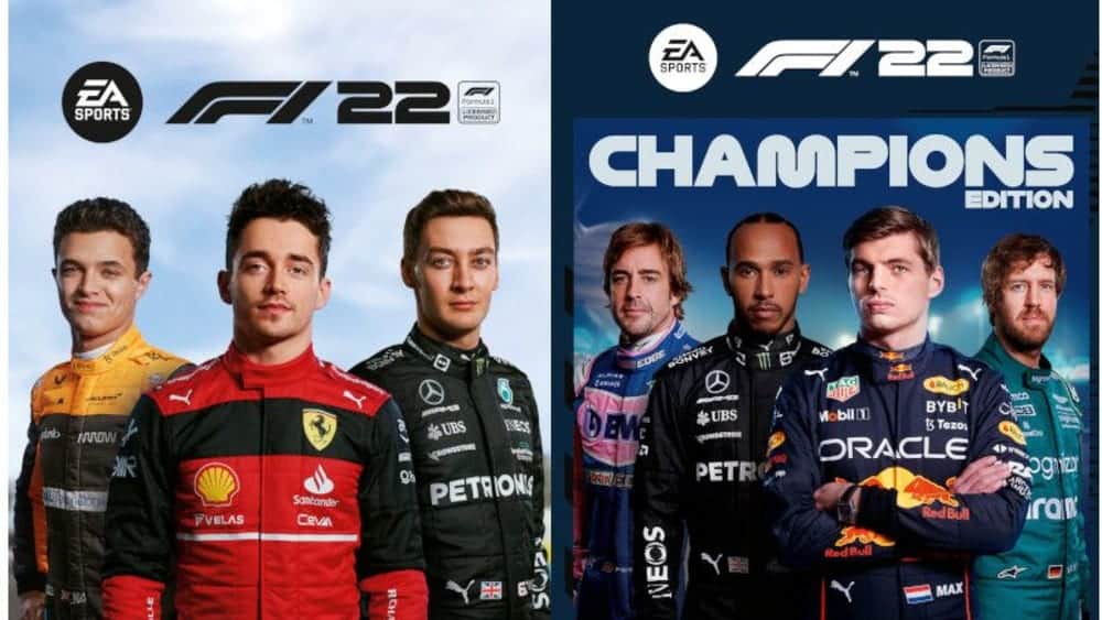 ¿Talentos o campeones? Tanto la versión estándar (izquierda) como la Champions Edition (derecha) estarán disponibles en el lanzamiento de F1 22 el 1 de julio de 2022.