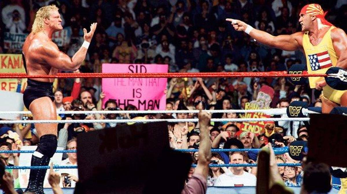 Ως Sid Justice, ο Sid συνάντησε τον Hulk Hogan στην WrestleMania 1992